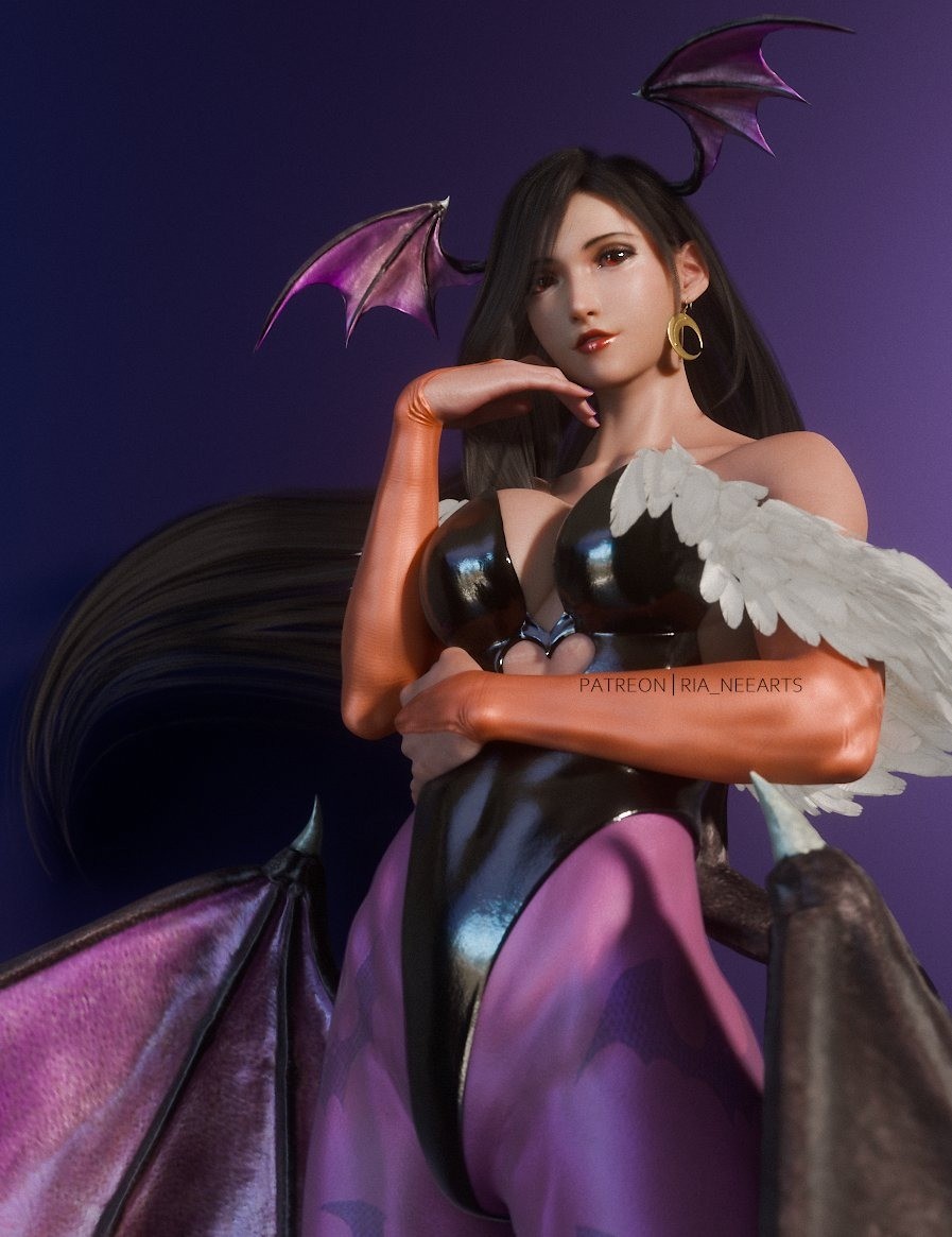 《最终幻想7》蒂法：恶魔风3D美图彰显邪魅新魅力