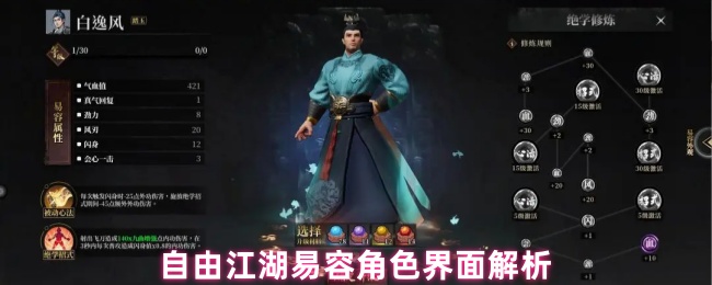 自由江湖易容角色界面解析